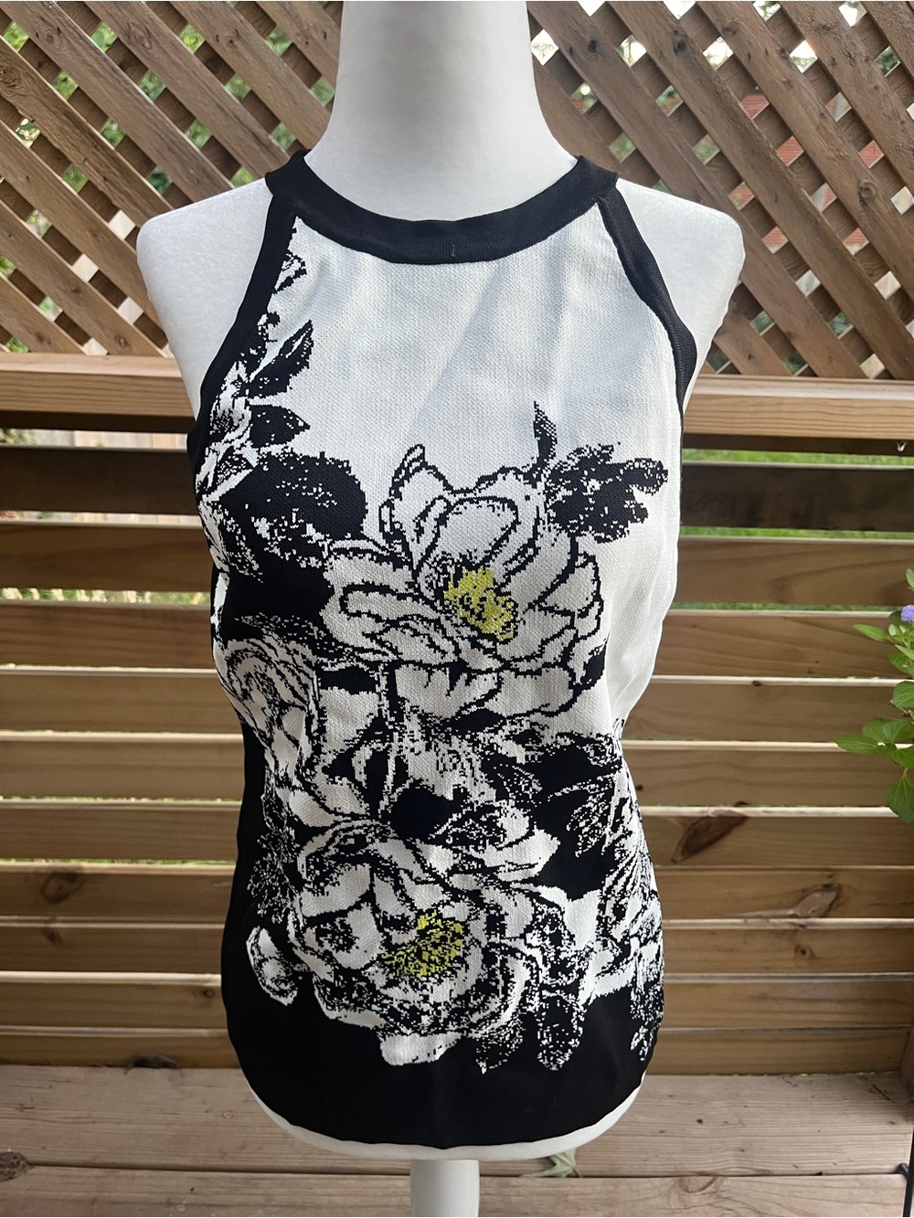 Black & White Floral Halter Top - Women